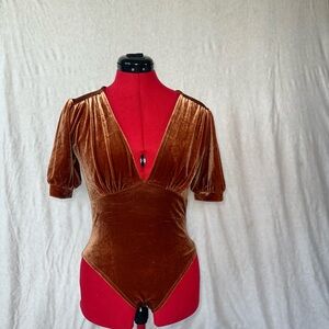 Elegant Velvet Brown Women's Top